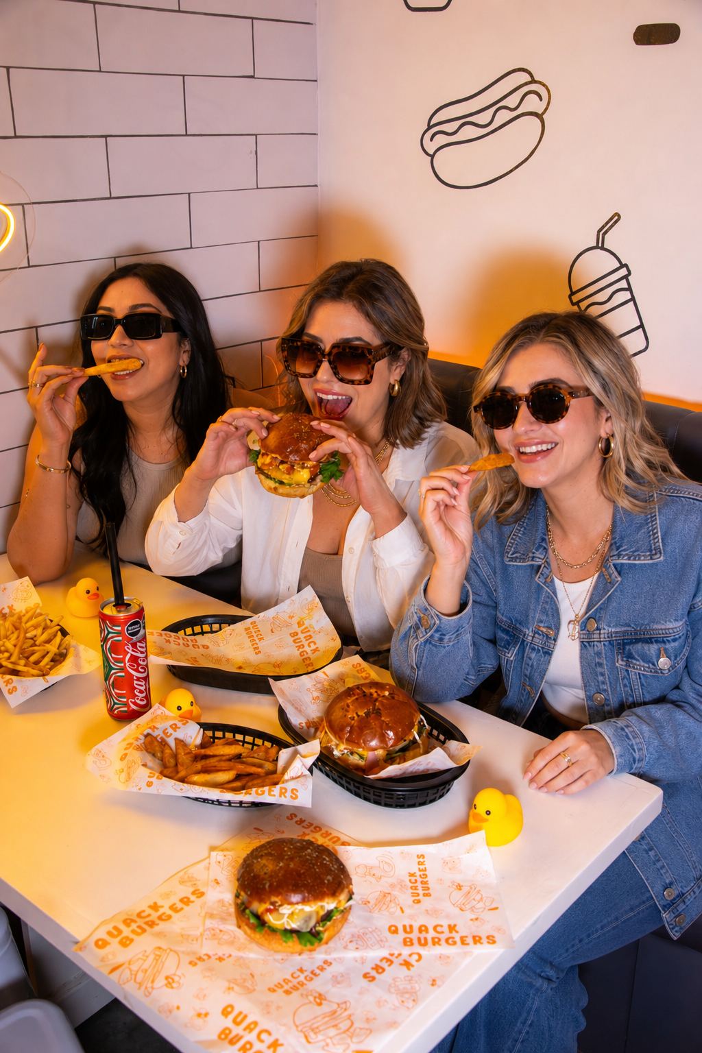 Amigas disfrutando en Quack Burgers